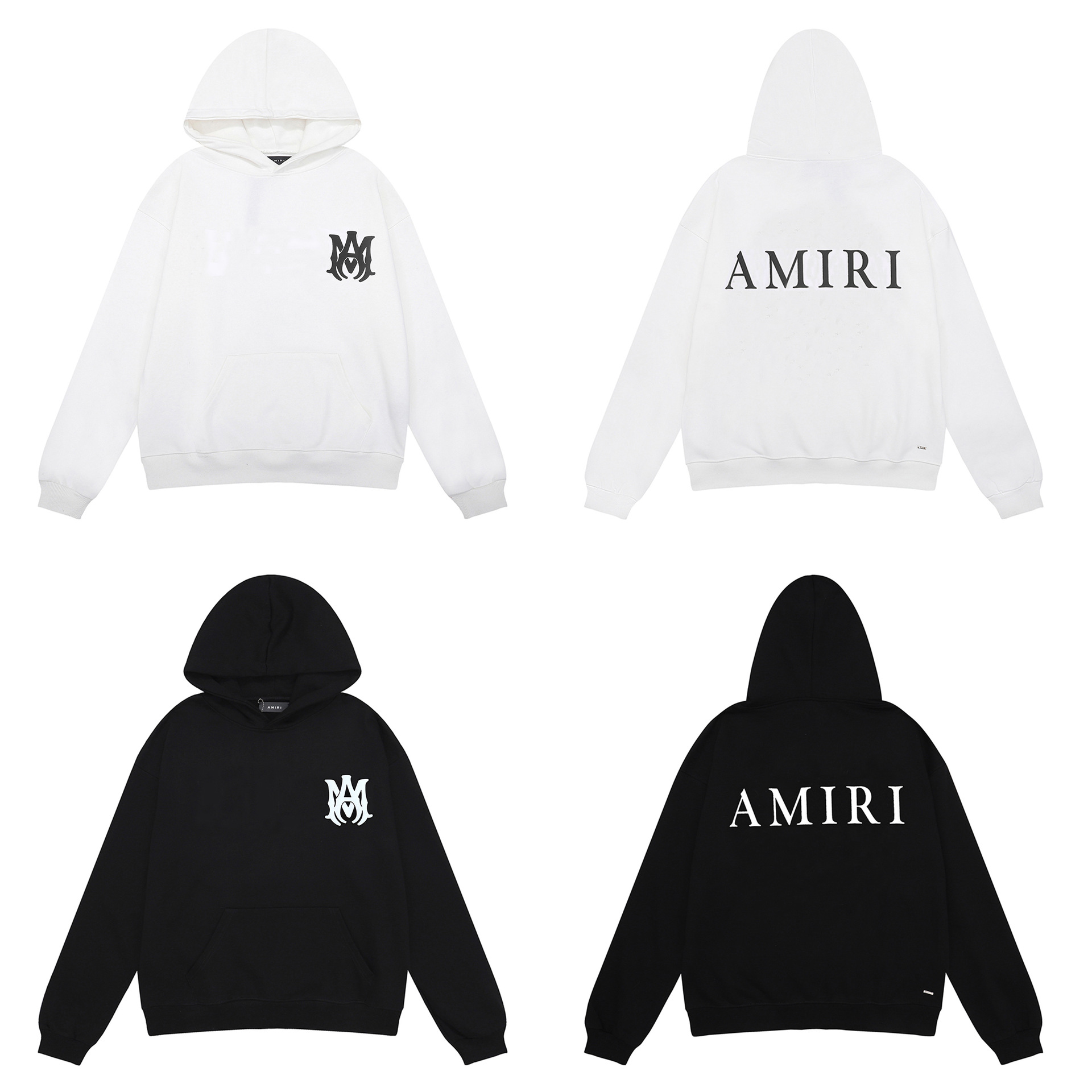 Niche American Amiri Simple Letter Logo Printed Pure Color Hooded Casual Loose Sweatshirt for Men and Women in Autumn and Winter Trend