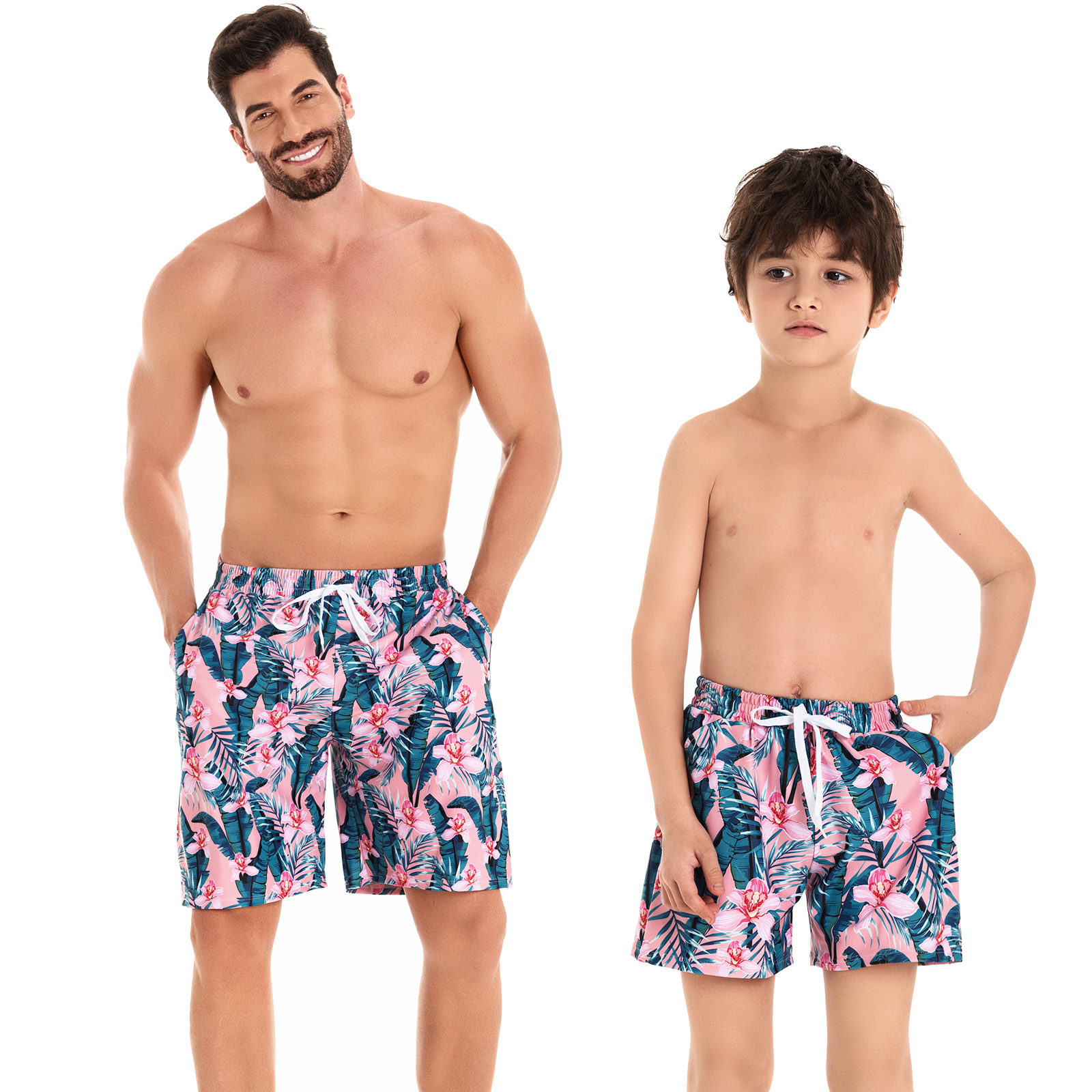 European and American Parent-child Swimming Trunks Men's 2024 New Father-son Seaside Holiday Beach Trunks Foreign Trade plus size Swimming Trunks