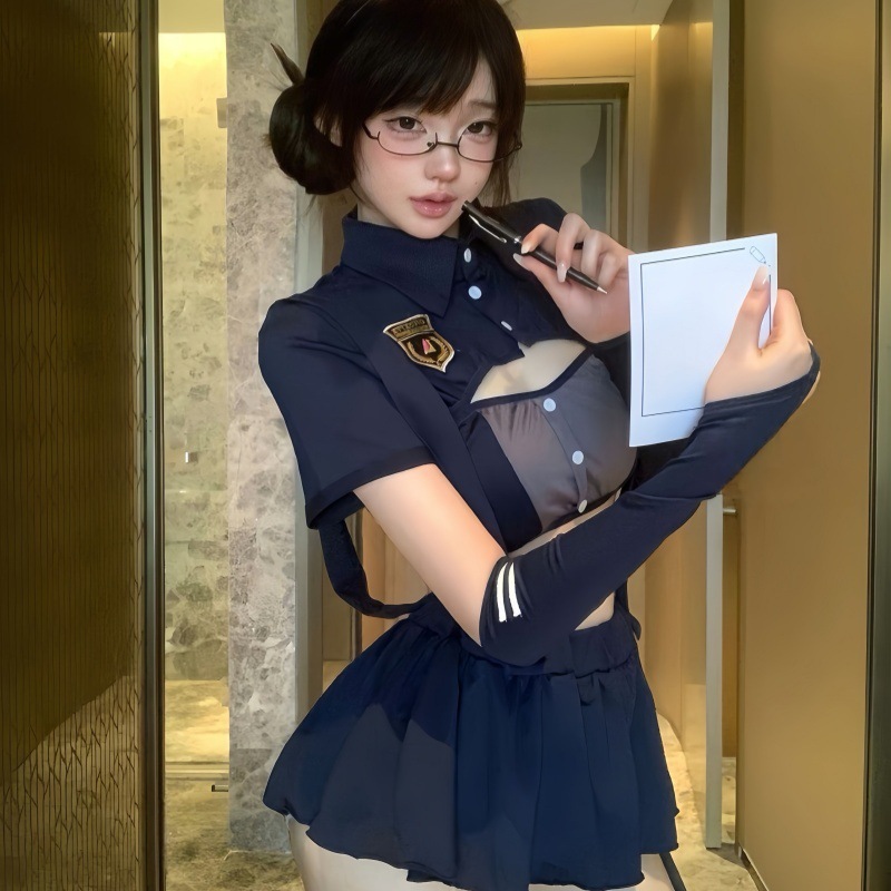 Plus-Size Sexy Lingerie Sexy Bunny Girl Role-Playing Outfit Pure Desire Bunny Police Uniform Temptation Outfit Qqny