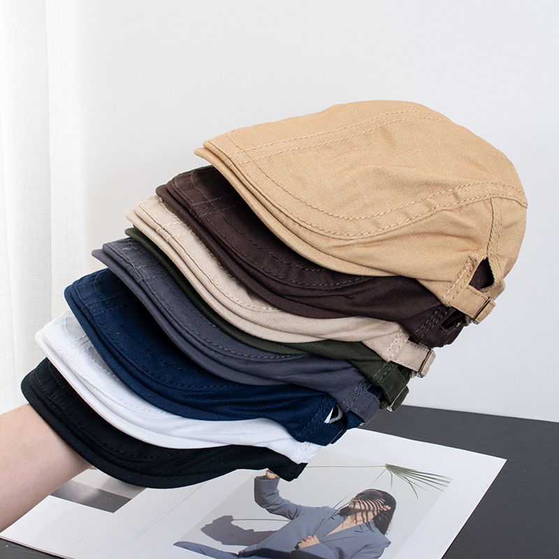 Japanese Style Vintage Washed Advanced Cap Children's Spring and Summer Casual All-match Hong Kong Style Newsboy Hat Personalized Artistic Painter Hat for Men