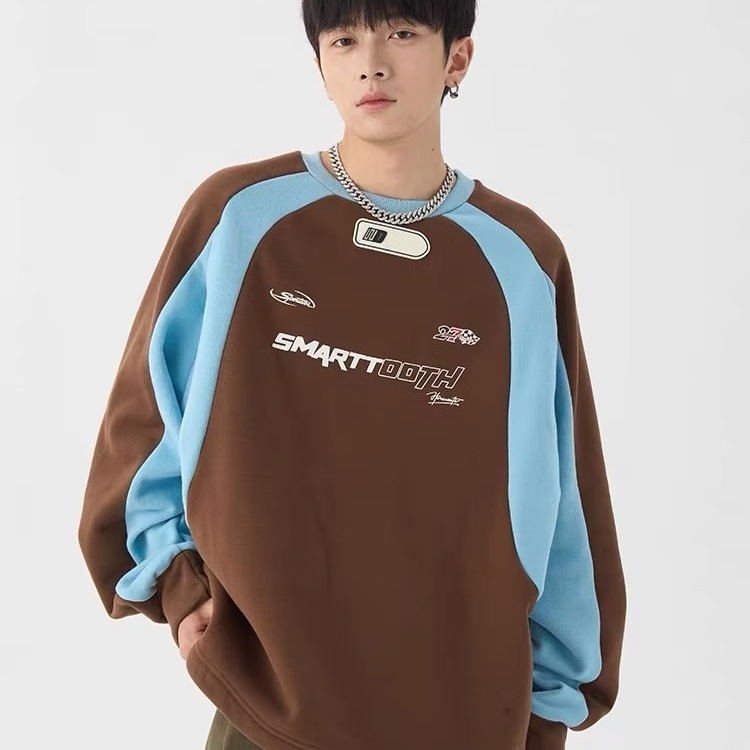 National fashion design original vibe sweater niche design sense spring and autumn trendy top coat trendy couple shirt