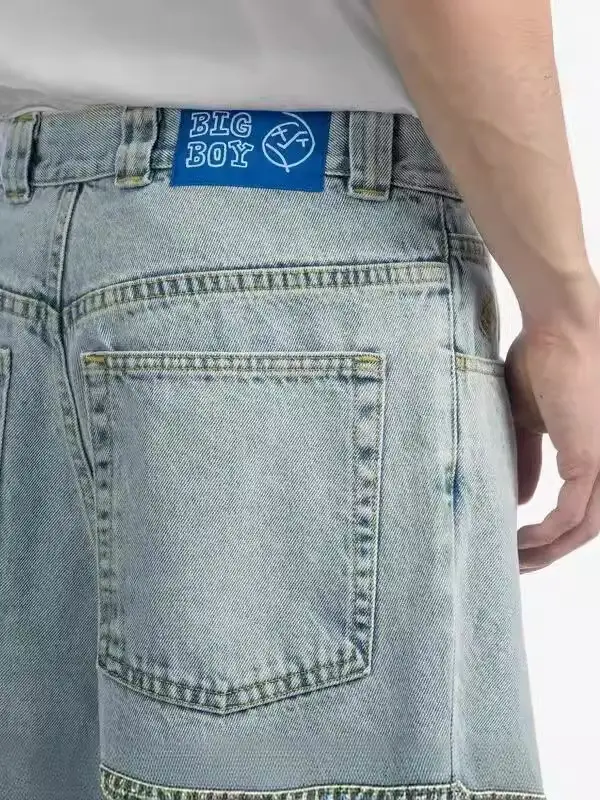 Polar Big Boy Jeans Y2K Harajuku Hip Hop Cartoon Embroidered Blue Loose Jeans Pants Men