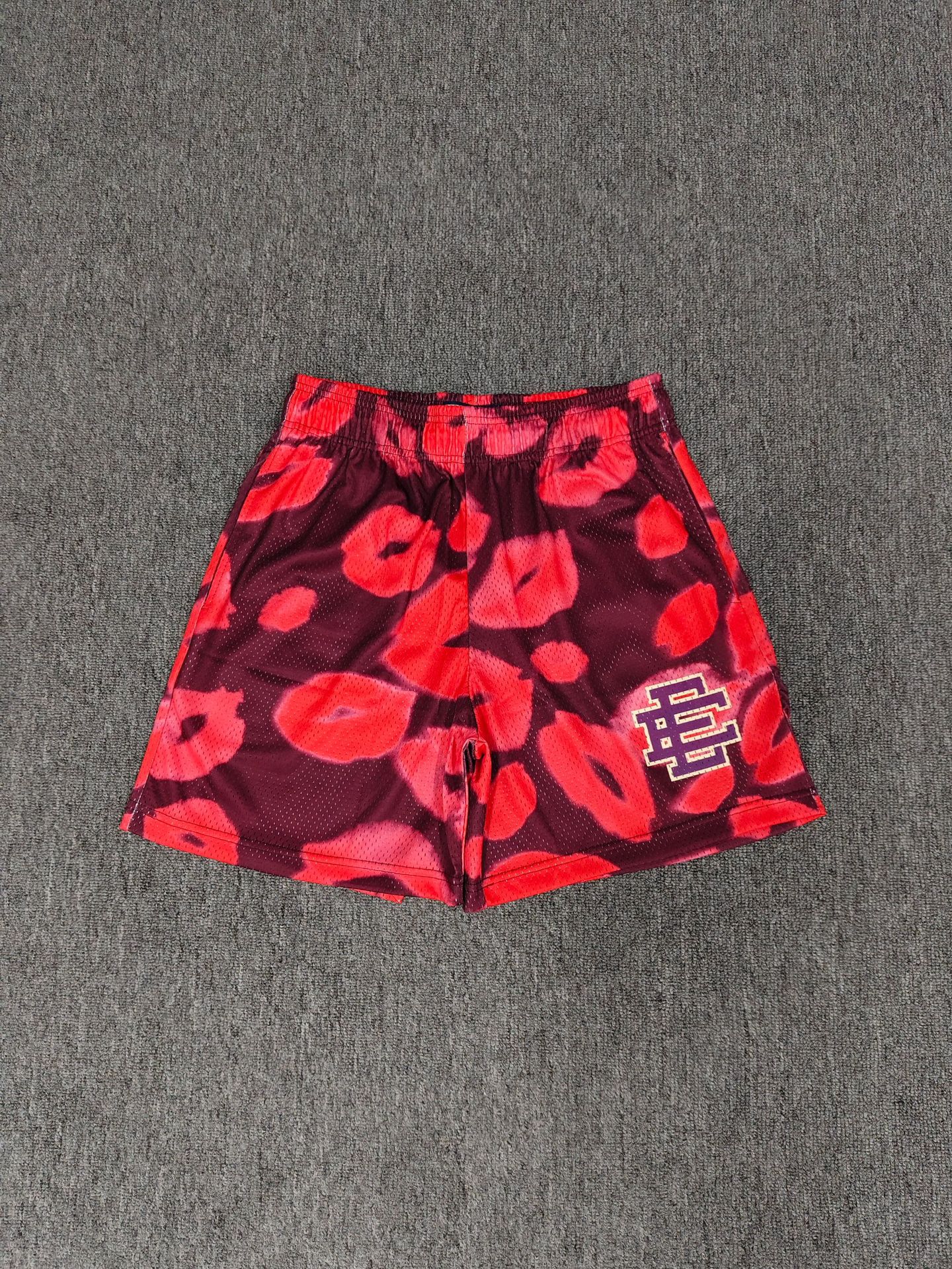 Cross-Border Mesh Breathable Quarter Pants with Kiss Mark Print Basketball Shorts Training Ee American Sports Shorts Men Factory Direct Supply