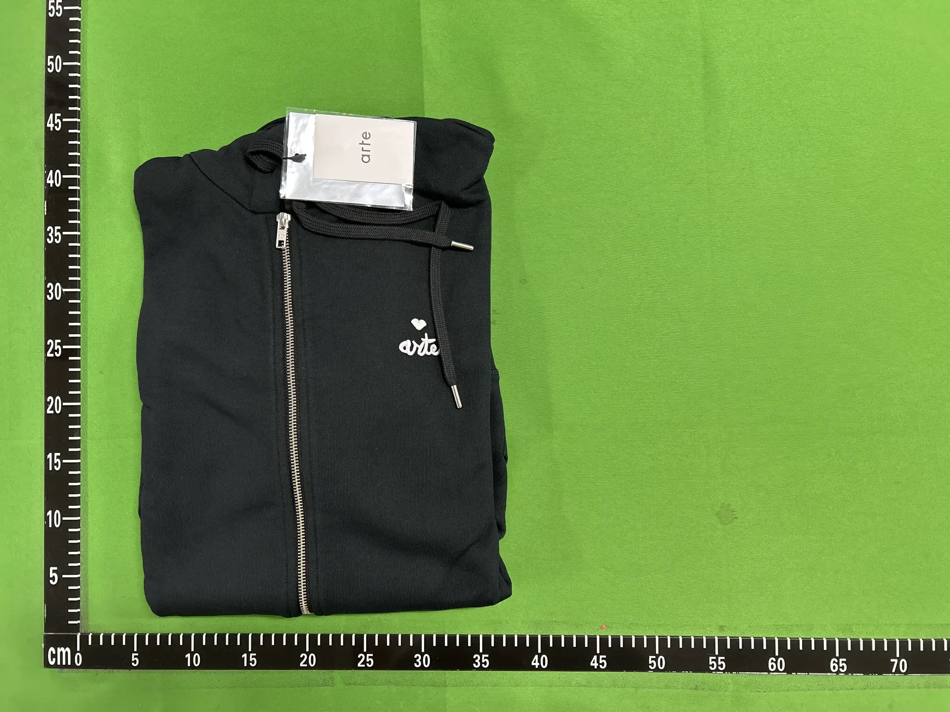 A-Style Small Embroidered Black Zip-Up Sweatshirt