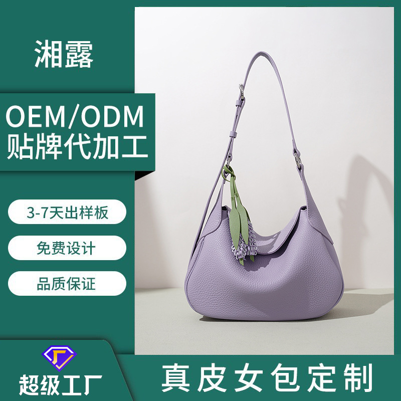 Customized Early Spring Fashion Niche Design Shoulder Bag, High-End Light Luxury Crossbody Bag, Exquisite Hanger, Genuine Leather Women's Bag