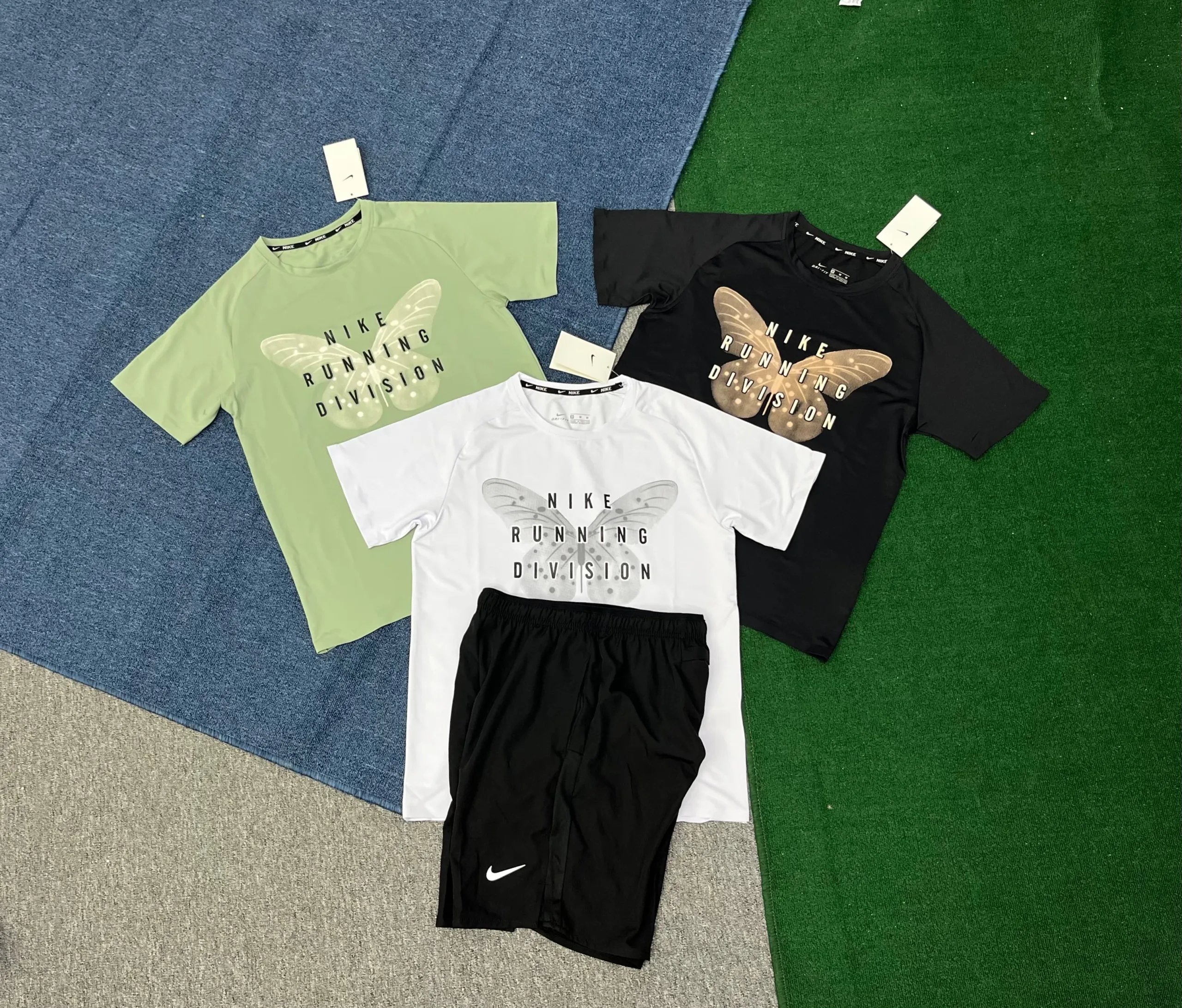 Nike Running Division Butterfly T-shirt and Shorts Set
