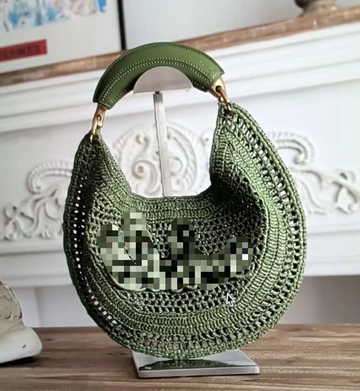 Chloe green crocheted handbag