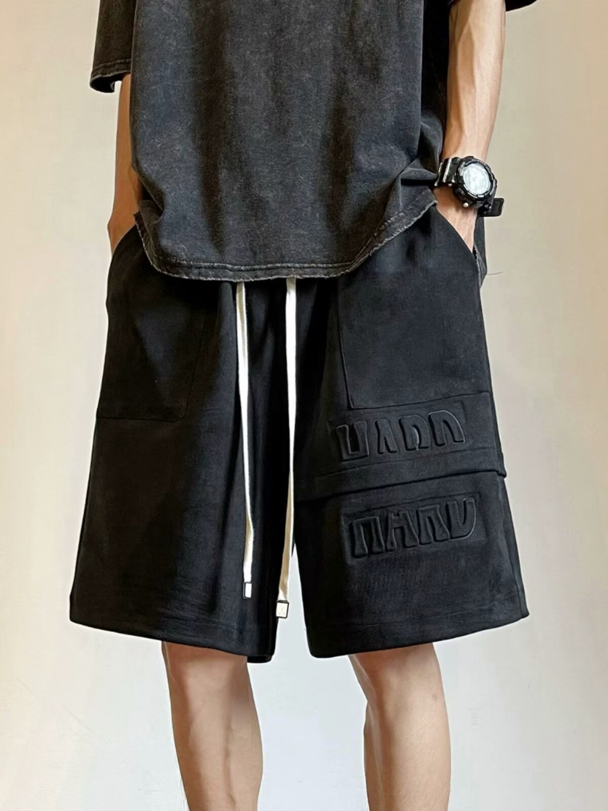 Men's Summer Trendy Loose Plus-Size High Street American Retro Patchwork Sports Casual Foreign Trade Shorts