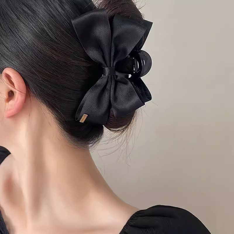 Advanced Sense Black Bow Clip Headwear Women's Large Hairpin Back Head Shark Clip Disc Hair Grab Clip Hairpin