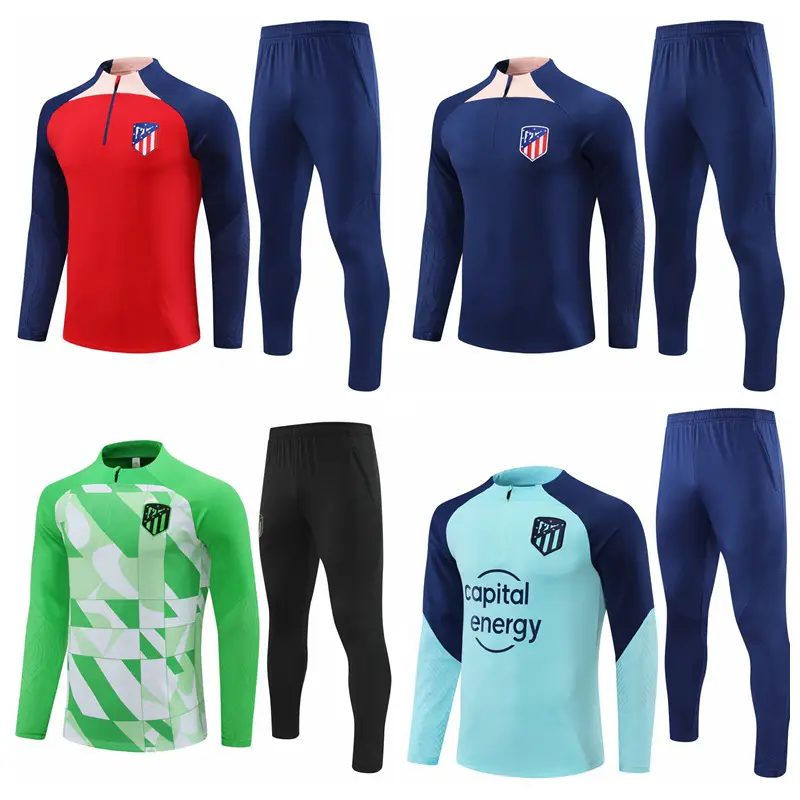 2425 Season Atlético Madrid Jersey Pre-Match Warm-Up Uniform Men's Adult Children's Football Uniform Long-Sleeved Training Uniform Set