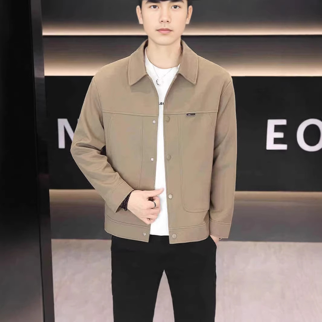 Lightweight Men's Spring New Fashion Brand Thick Long Jacket Trendy Stylish Coat with Lapel