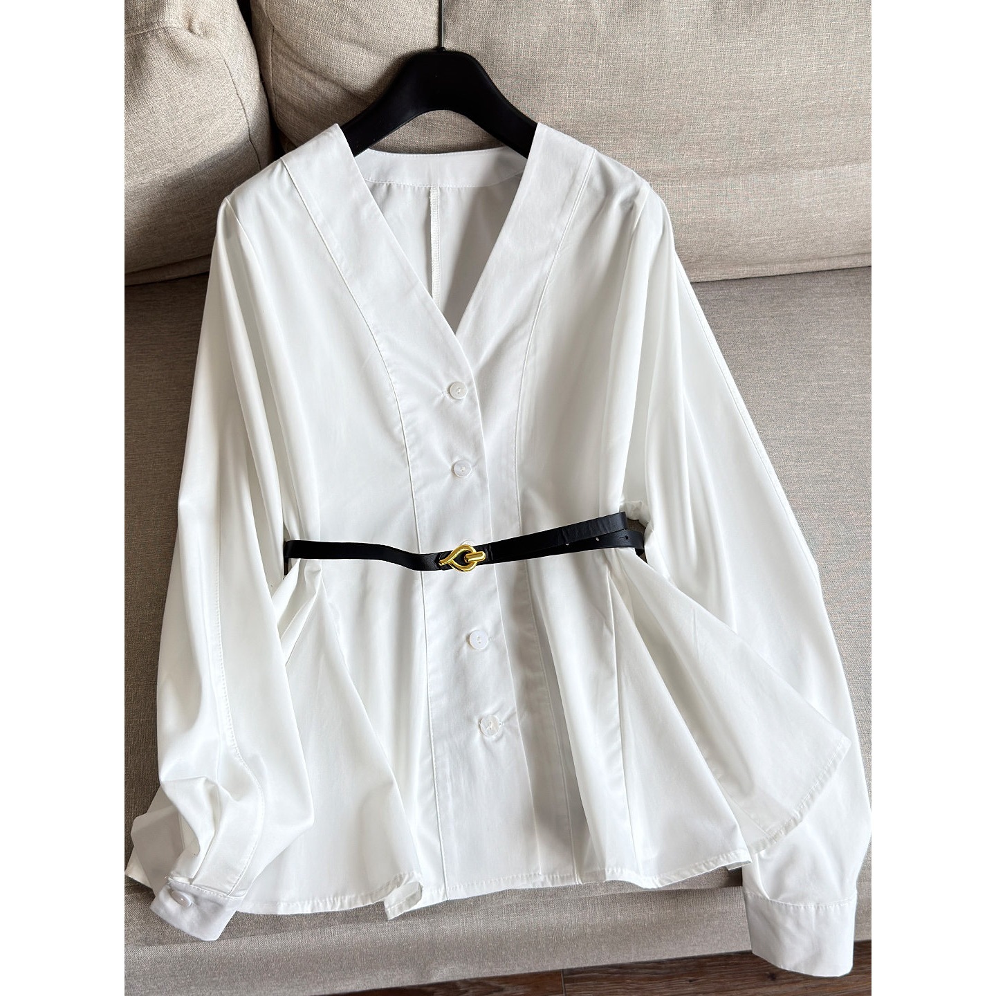 2026 New Style V-Neck Cardigan, Waist-Cinching Skirt-Style Hem Top, Casual Blouse for Women Wholesale N3Dt9530