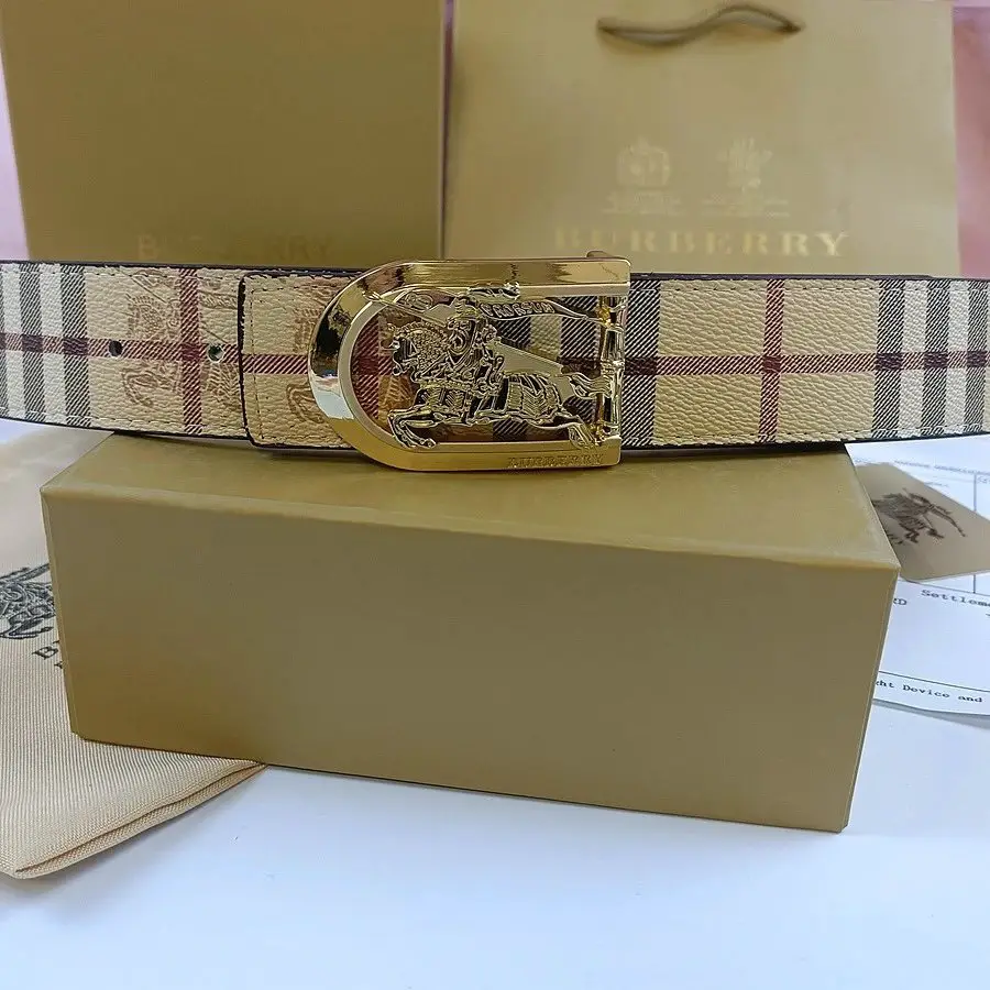 Burberry Nova Check Belt with Equestrian Knight Buckle