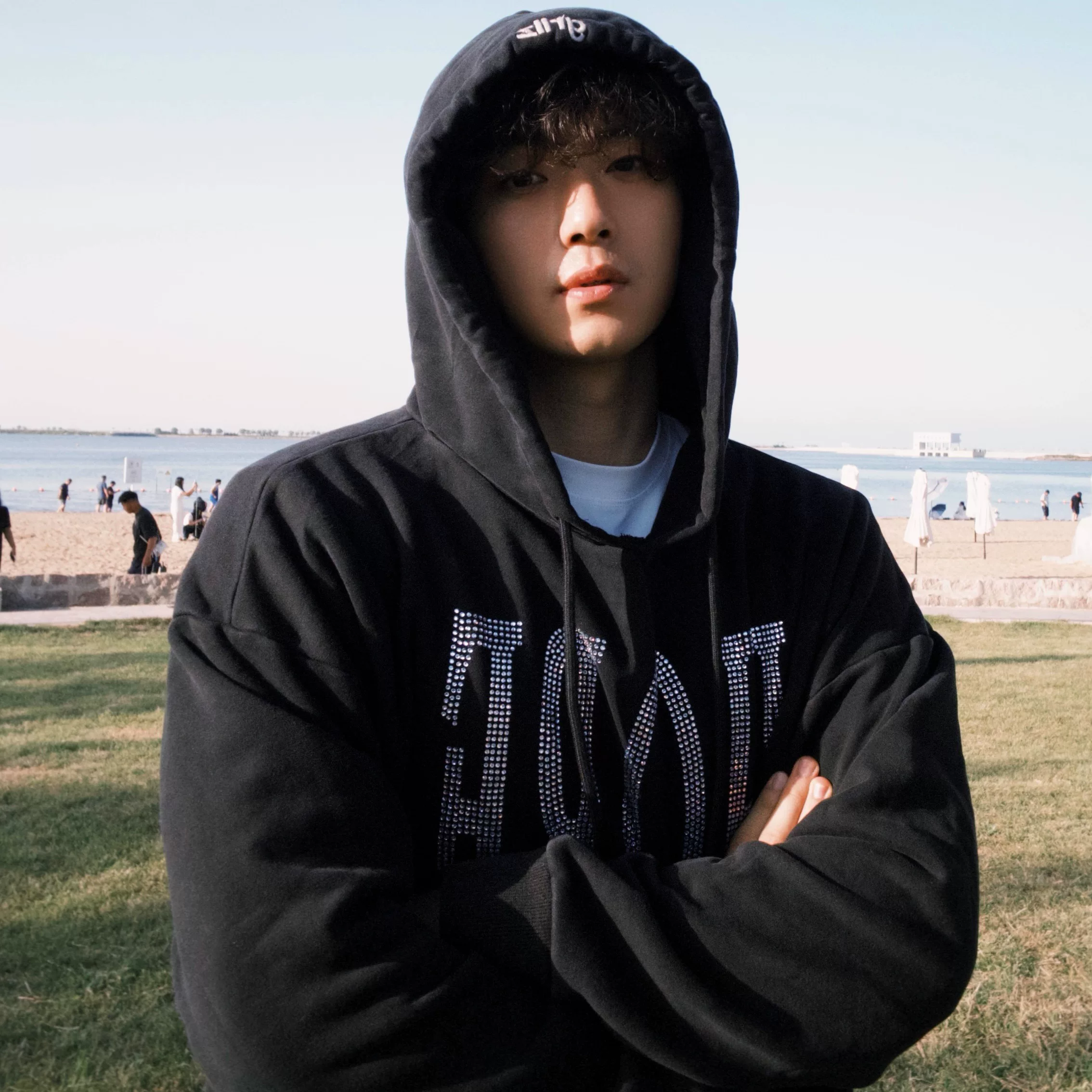 Project G/R Grailz 25ss American casual men's couple letter hot diamond and velvet hooded sweatshirt