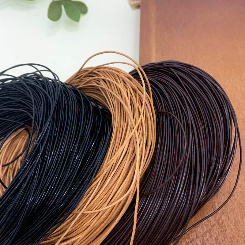 Ultrafine Cowhide Rope 1/1.5/2mm Vegetable Tanned Leather Round Leather Rope Retro Genuine Leather Cowhide DIY Woven Necklace Bracelet Rope