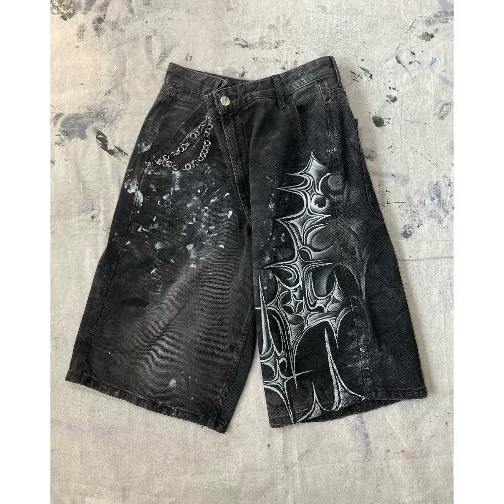 Y2K New Harajuku Fashion Oversized Geometric Print Denim Sho Foto QC de TAOBAO na Qualit.ly