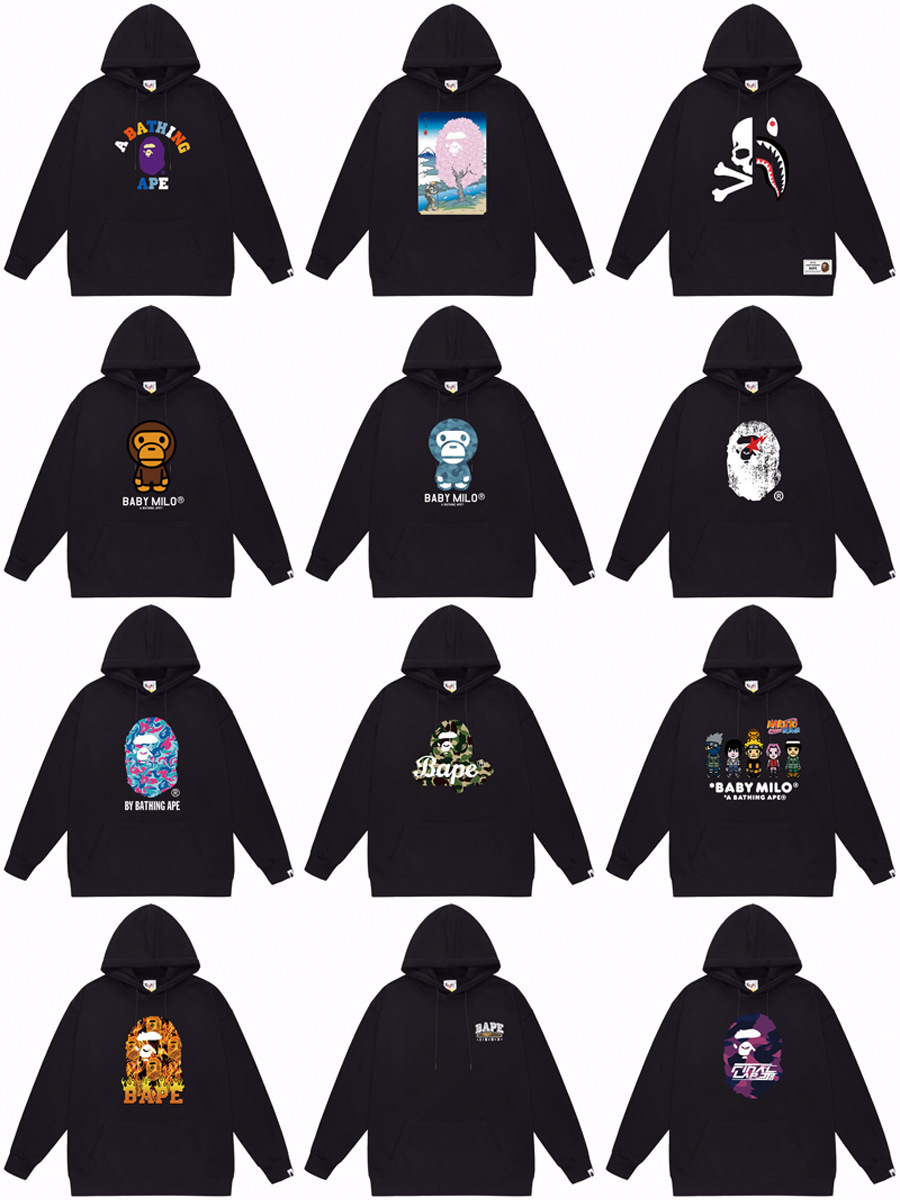 Cross-Border Trendy Japanese-Style Pure Cotton Hooded Terry Bape Ape Head Shark Sweatshirt Long-Sleeve Top Hoodie Jacket