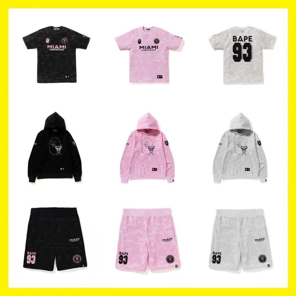 Japanese-Style Trendy Brand Miami International Collaboration Messi Camouflage Embroidered Sleeve Couple Short-Sleeve T-Shirt Soccer Jersey + Shorts