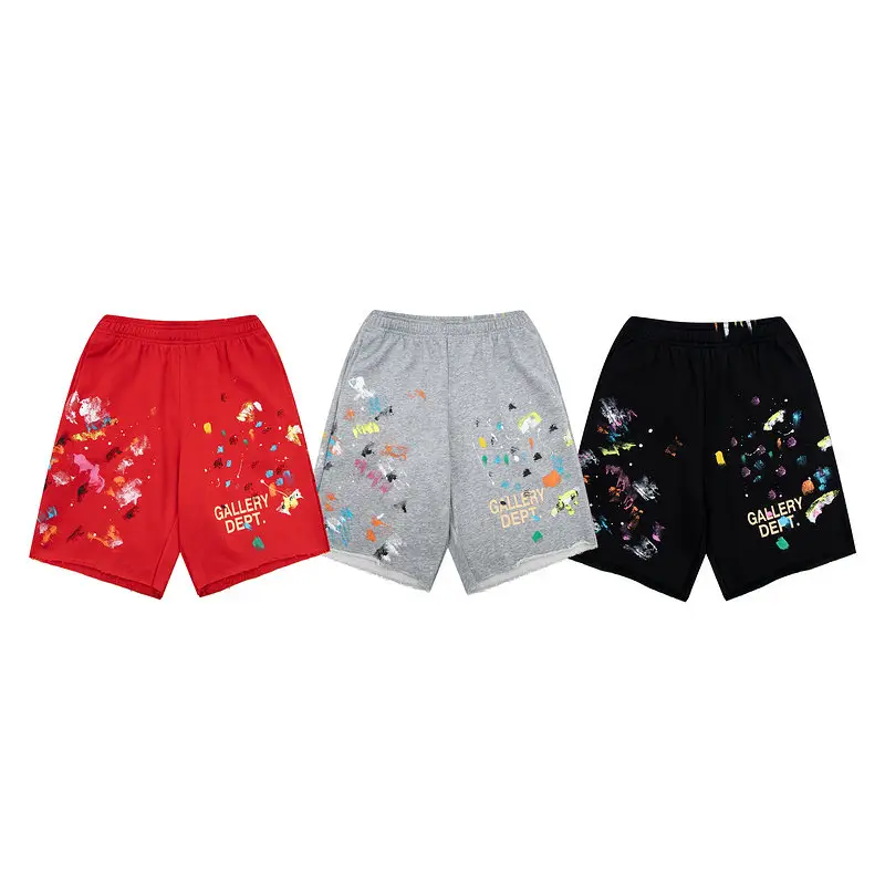 Gallery Dept shorts American Fashion High Street Hip-Hop Casual Splash Ink Graffiti Loose pure cotton Drawstring Five-Quarter Pants for Men