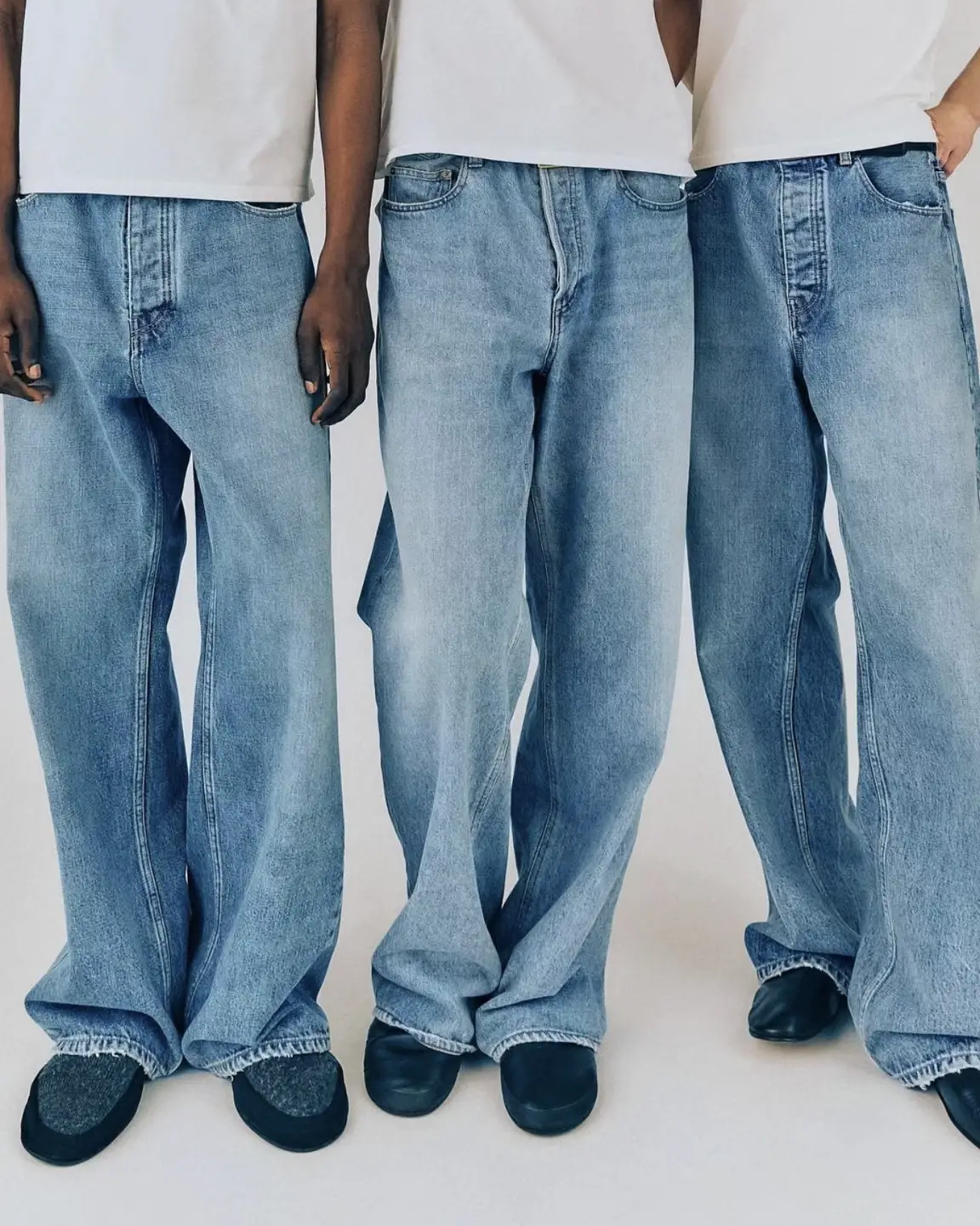 Vujade 009 Steve American vintage casual straight leg multi-purpose loose blue jeans