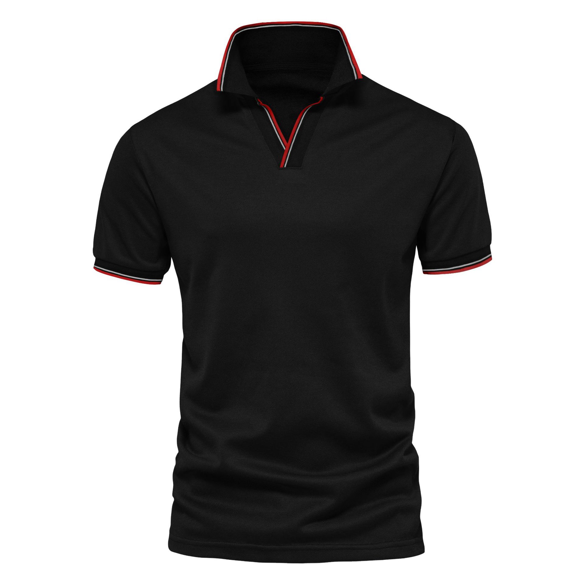 High-Quality Cross-Border European Size 100% Cotton Polo Men's V-Neck Basic Short-Sleeved Top for Men