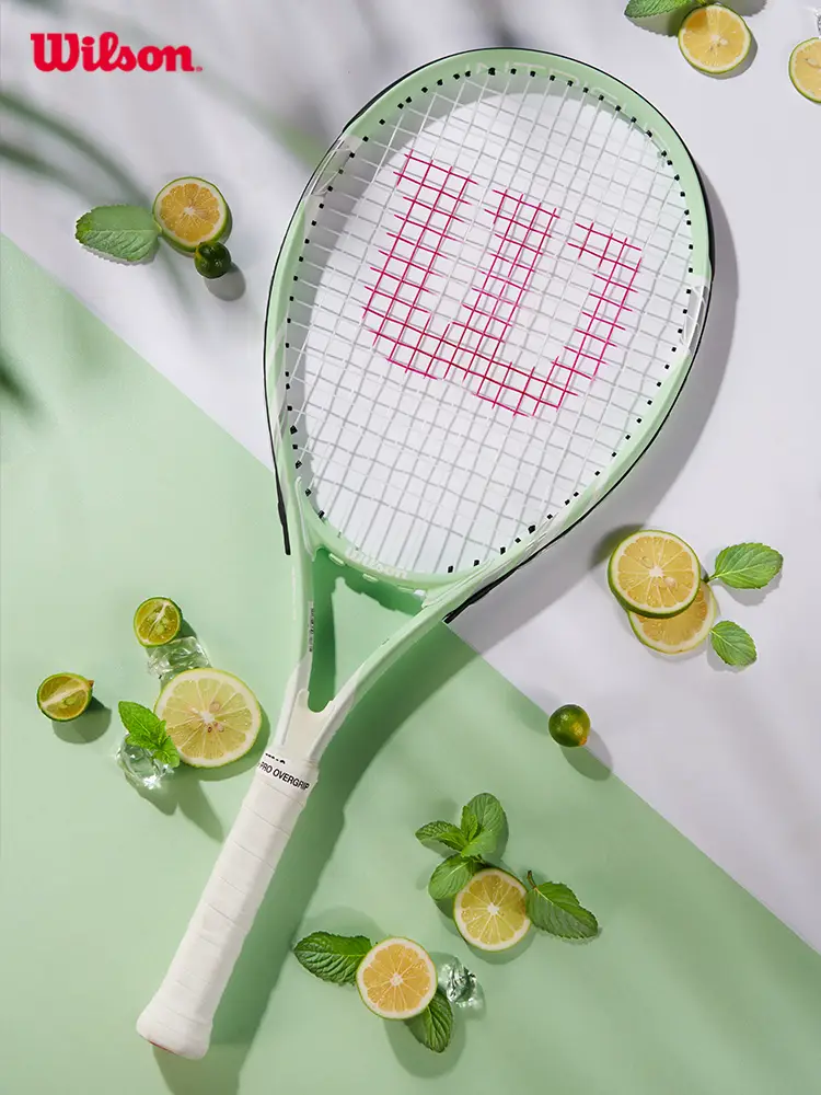 Wilson Wilson Single Beginner Tennis Racket Lightweight Shock-Absorbing Large Racket Face Female College Student Strawberry Lime Racket