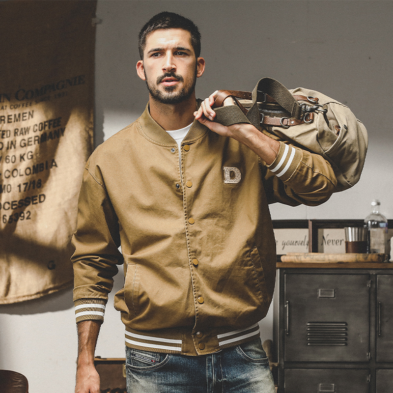 Jerryeno American Retro Bomber Jacket Men's Spring New Fashion Brand Loose Casual Workwear Baseball Uniform