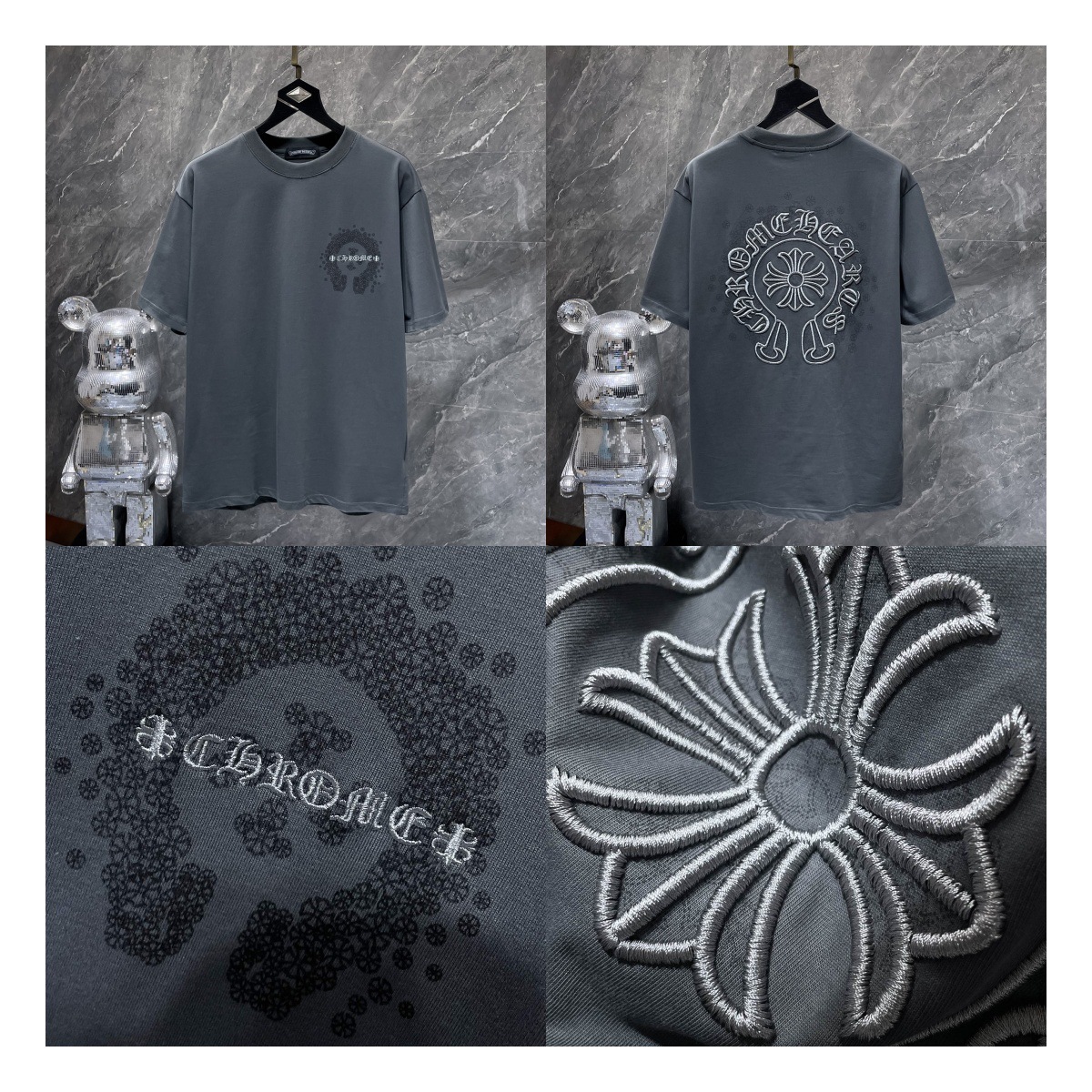 Cross-Border 25 Years of Trendy Brand Embroidery, Versatile Loose Short-Sleeved Men's and Women's One-Piece Drop Shipping Foto QC de 1688 na Qualit.ly