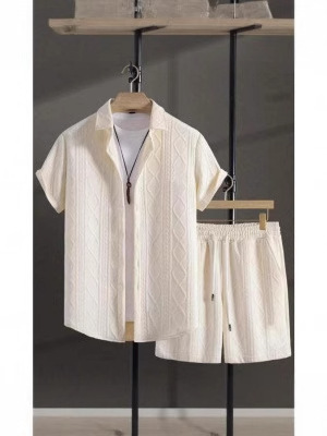 2025 European and American Fashion Amazon Cross-border New Men's Short-sleeved Shirt Shorts Sports Leisure Two-piece Set