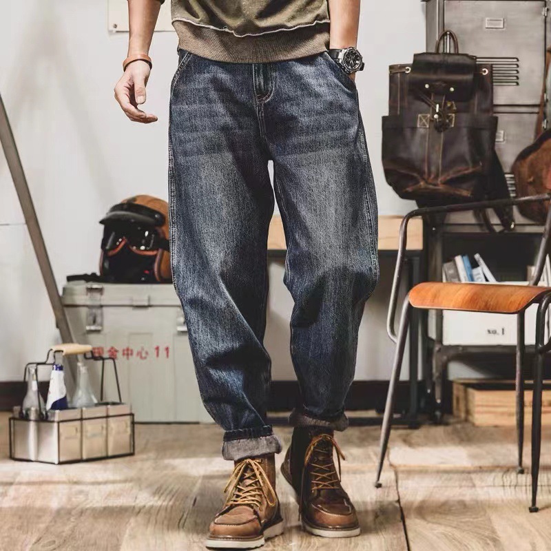 Trendy Brand American Style Retro Large Size Jeans Men's Spring and Autumn 2023 New Loose Straight Leg Pants Men's Long Pants