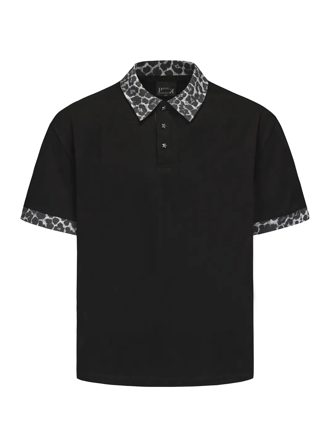 PAIKI still 'leopard-print splicing lapel POLO shirt cool cleanfit minimalist short-sleeved casual style men and women-PAIKI