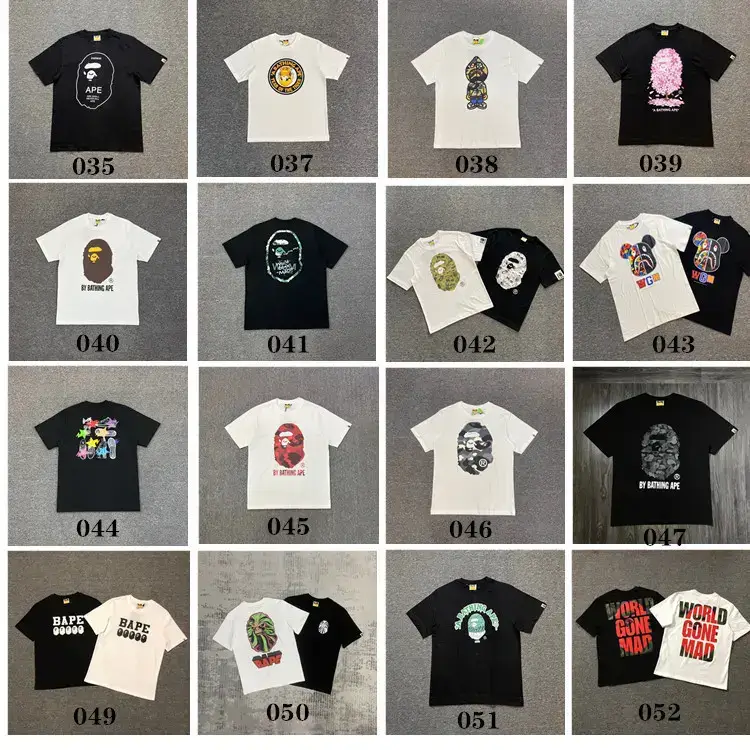 38 Japanese-Style Cartoon Ape High-Definition Printed Short-Sleeve Shirts for Men and Women, Couple Celebrity Casual High Street Harajuku Style Short-Sleeve Shirts