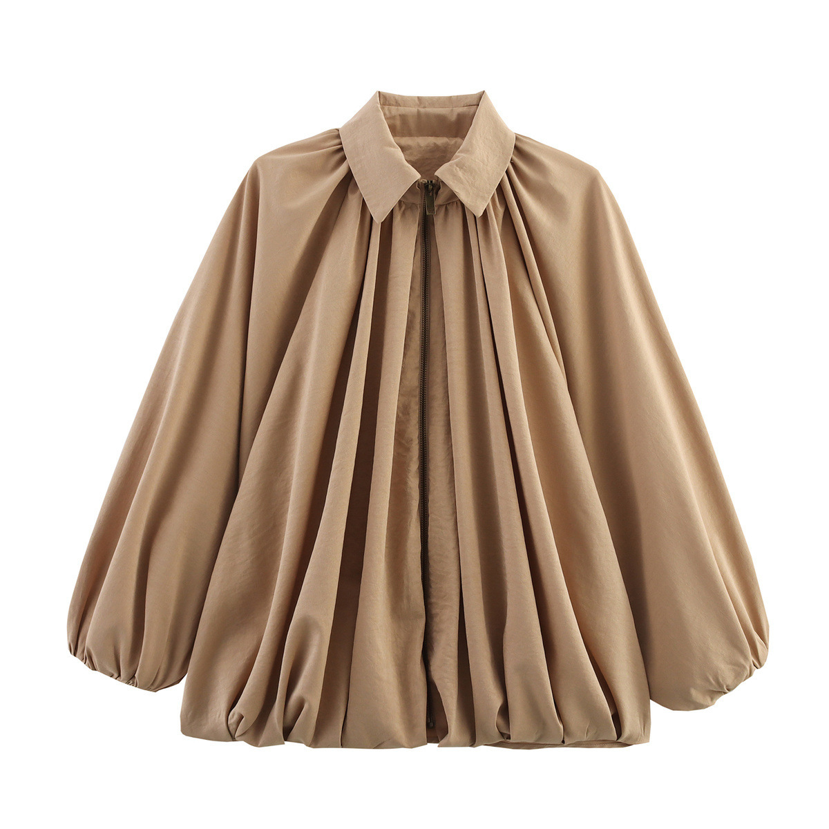 Lazy Style Sexy Fashion Bat Sleeve Puffy Bomber Jacket 2025 Early Autumn New Loose Top