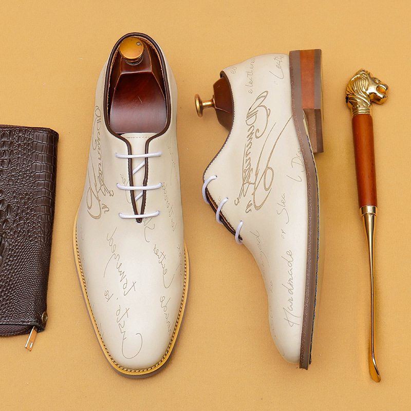 [vip for] tiktok foreign trade explosions leather men's shoes carved oxford shoes business formal white leather shoes men