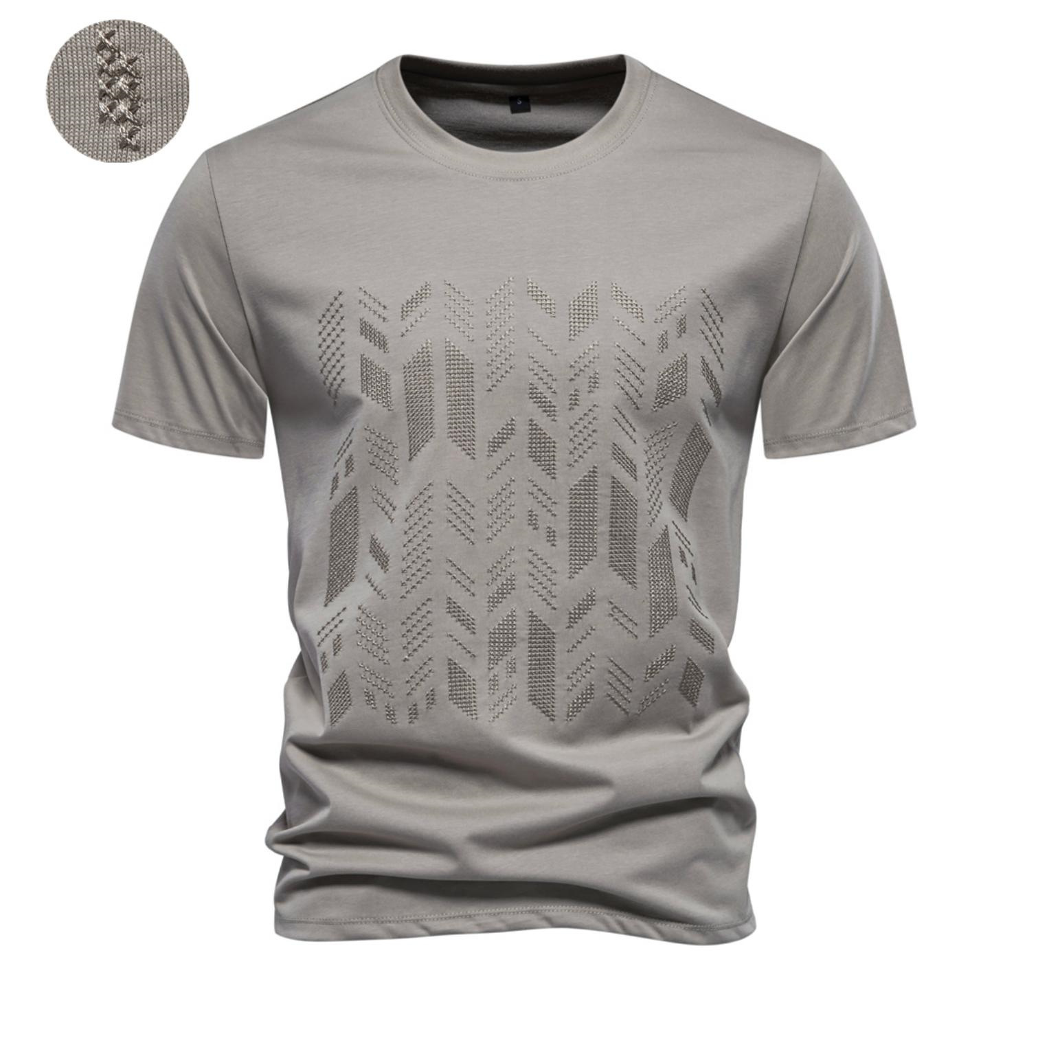 2024 Spring and Summer New Foreign Trade European Size Embroidery Slim-fit Short-sleeve Casual Men's Trendy high quality T-shirt