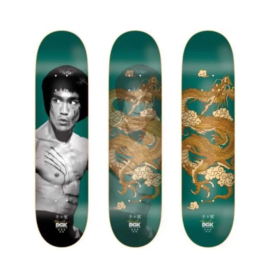 Dgk Bruce Lee Joint Pattern Gradient Double-Warped Skateboard Deck Hot Comes with Sandpaper Genuine Double-Warped Deck