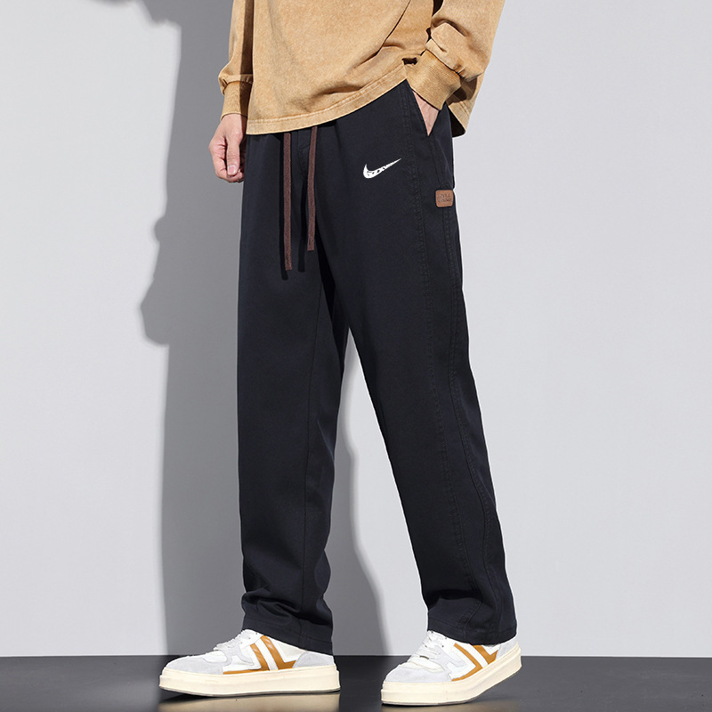 Cross-level 2025 New Coil Pants Men's Spring and Autumn Loose Straight Trendy All-match Wide-leg Casual Pants