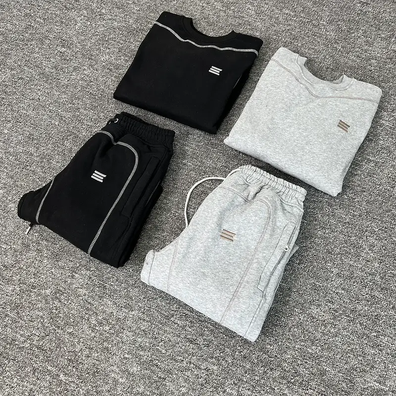 Cross-Border European and American Trendy Brand Embroidered Fleece Sweatshirts and Sweatpants Retro Street Casual Pants Loose Casual Sports Pants Trendy