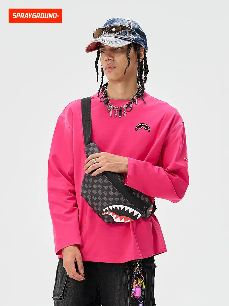 Sprayground2024 Autum Long sleeves T-Shirt Men's and Women's American Style Loose Shark Mouth Bottoming Shirt Couple Tops