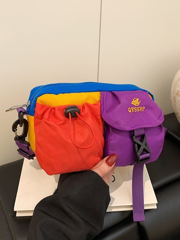 Workwear Style Sports Small Bag for Women 2025 New Style Stitching Contrasting Color Multi-Flap Pocket Pants Fashion Shoulder Bag Trendyy Crossbody Bag