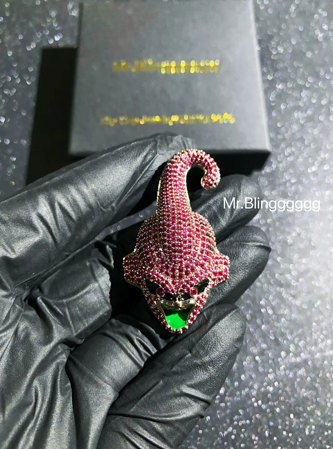 Mr.Blingggggg European and American Hip-Hop Jewelry Full Diamond Dragon Ball Series Pink Majin Buu Pendant