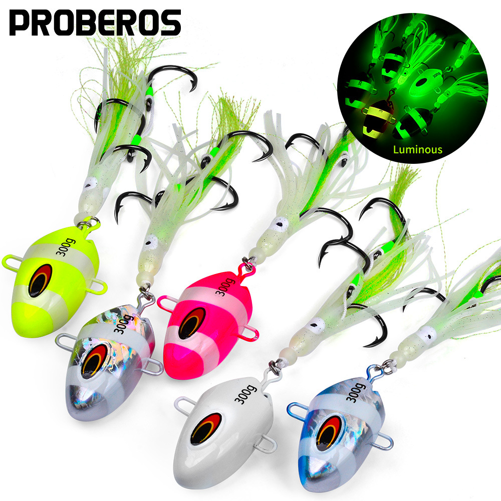 Luya Iron Plate 100g - 300g Boat Fishing Slow Rocking Luminous Flame Moon Iron Plate Squid Skewer Hook Deep Sea Hairtail Fake Bait Foto QC de 1688 na Qualit.ly