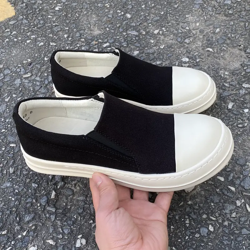 Ro Fabled Low-Top Shoes Men's Canvas Slip-On Sneakers Thick-Soled Loaf Lazy Shoes Flats Trbottomy Shoes