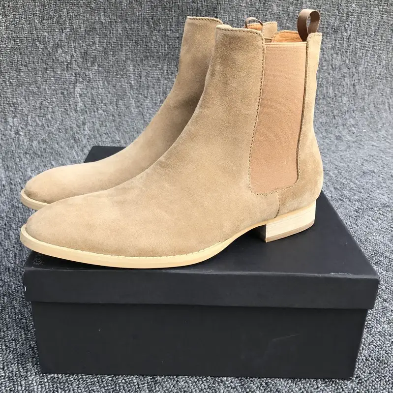 Chelsea Autumn and Winter Special Offer European and American Trendy Suede Pointed Toe Handmade Personalized Denim Martin Short Boots Fashionable Men's Shoes
