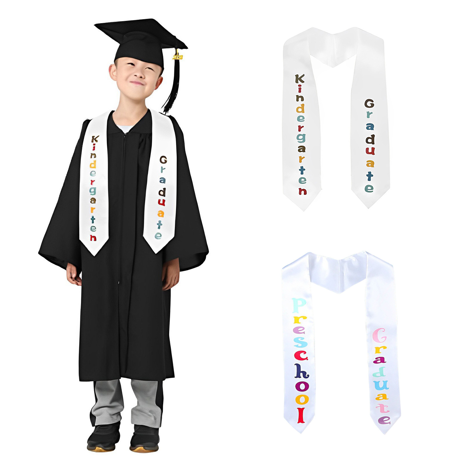 Graduation Season Children's Ribbon Etiquette Shoulder Strap Preschool Kindergarten Graduation Printing Honorary Award Satin Shawl