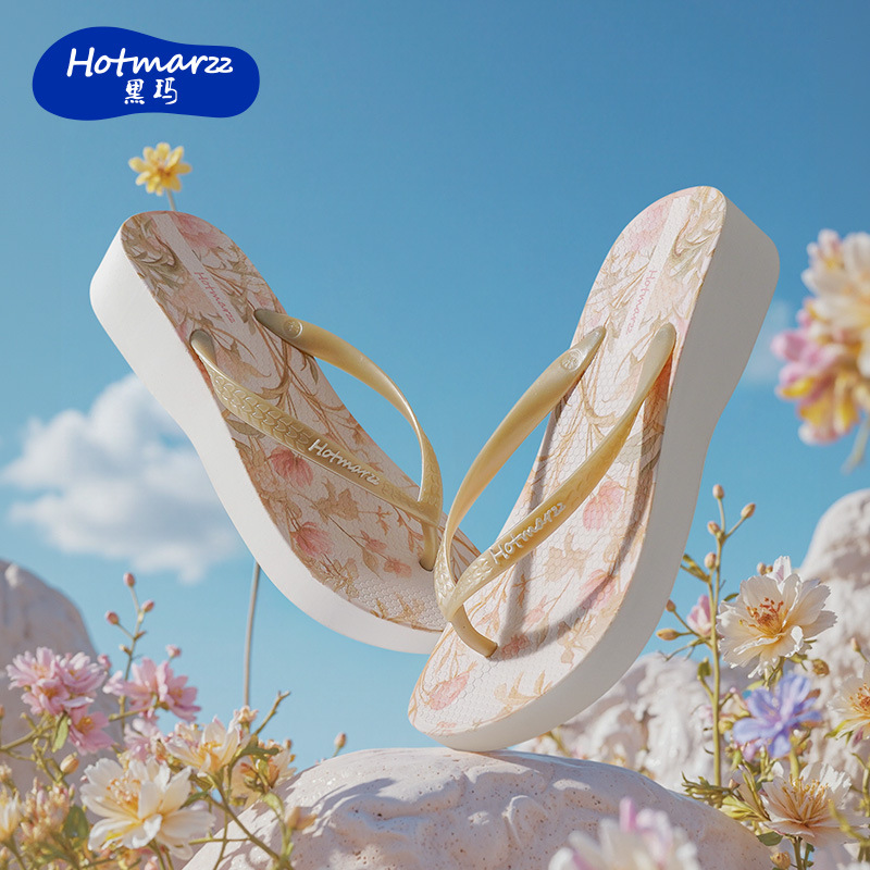 Hotmarzz Heima Women's Wedge Flip-Flops Clip Outer Wear Beach Shoes Casual Sandals Summer Non-slip PVC
