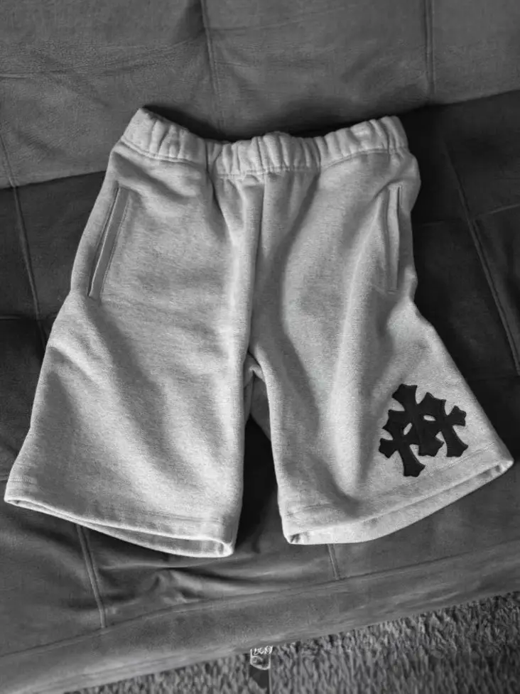 European and American cross-border shorts, sweatpants, men's cross patch, solid color sports and casual pants, loose and versatile straight leg five quarter pants