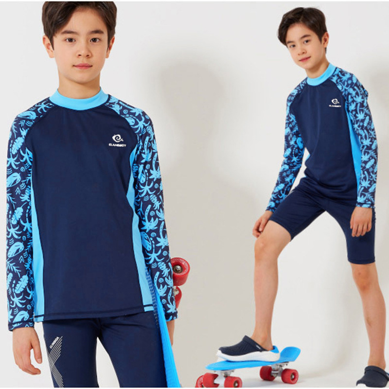 Children's Swimsuit Boys Split Long Sleeve Sun Protection Quick-drying Beach Suit Professional Diving Suit Student Suit New Swimsuit