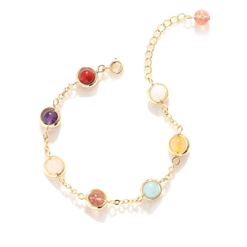 Crystal Bracelet for Women K-Style Sweet Forest Colorful Transfer Beads Ins Exquisite Version Rainbow Sugar Bead Bracelet Wholesale