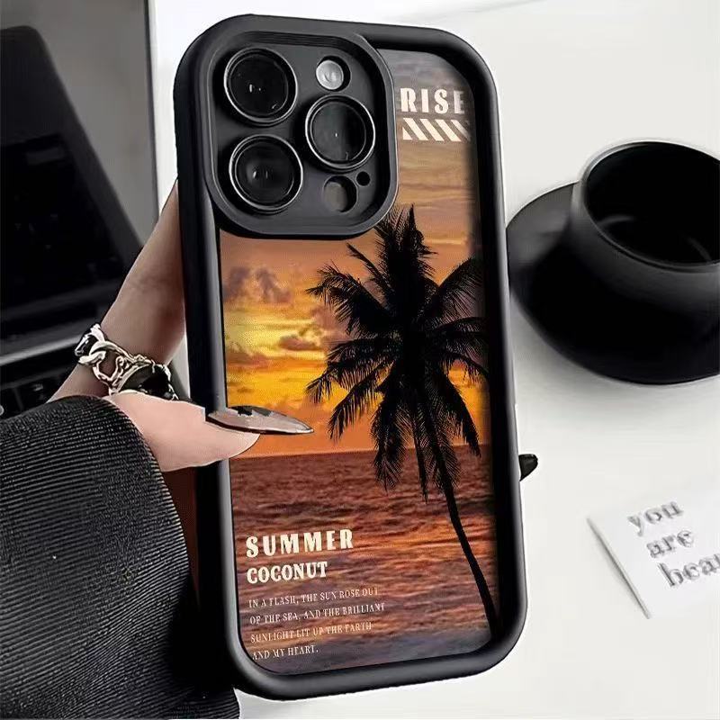 Sunrise Coconut Tree Suitable for Apple 17Promax Mobile Phone Case Tianyan Step Shell Iphone16/15/14 European and American 13